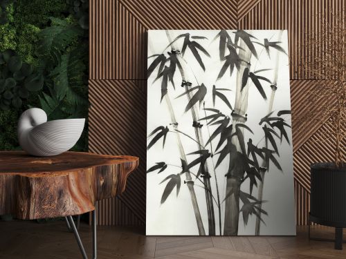 monochrome bamboo trees on a light background