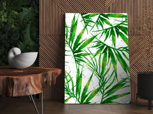 Tropical seamless pattern. Watercolor chaotic palm