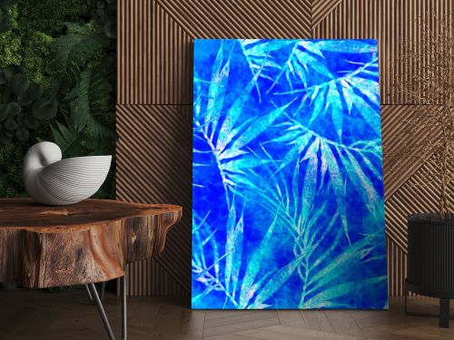 Tropical seamless pattern. Watercolor chaotic palm