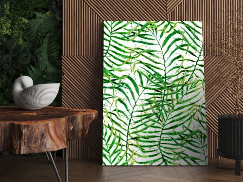 Tropical seamless pattern. Watercolor tangled palm