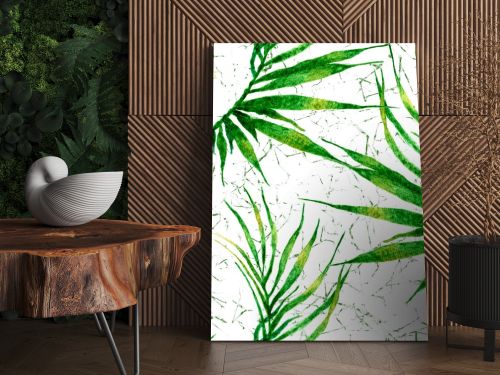 Tropical seamless pattern. Watercolor curved palm 