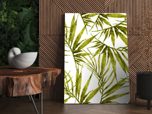 Tropical seamless pattern. Watercolor chaotic palm