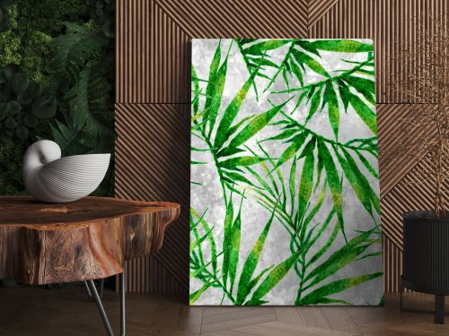 Tropical seamless pattern. Watercolor chaotic palm
