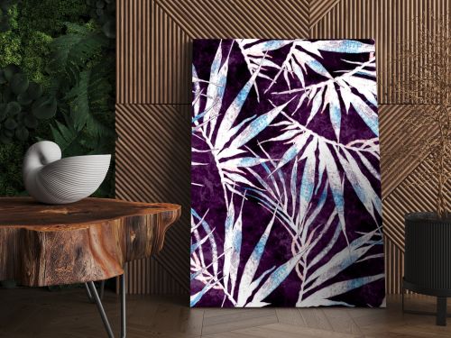 Tropical seamless pattern. Watercolor chaotic palm