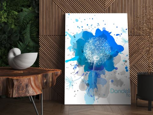 Abstract Watercolor art hand paint background with flower dandel