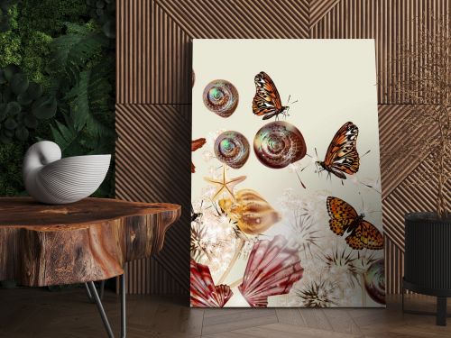 Abstract futuristic background with natural elements