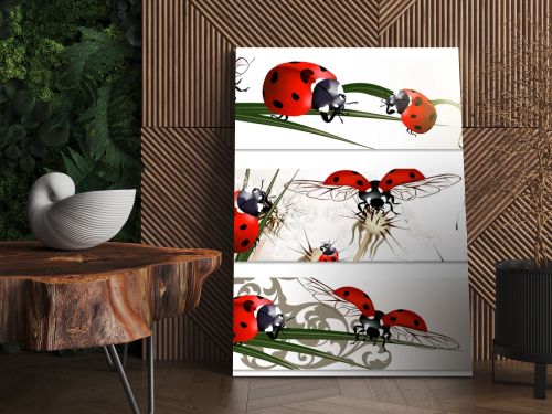 Business cards set with beetles in nature style