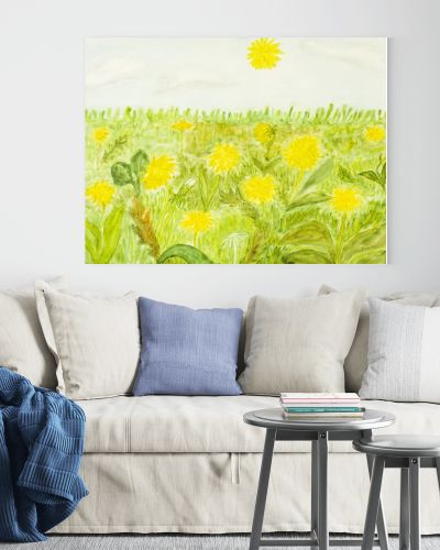 Yellow dandelions, painting