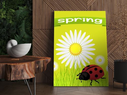 Spring background with dandelions