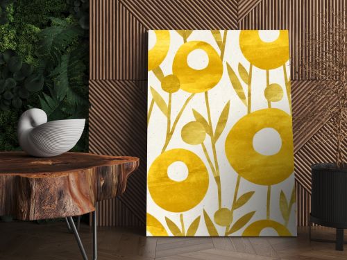 floral pattern with orange dandelions