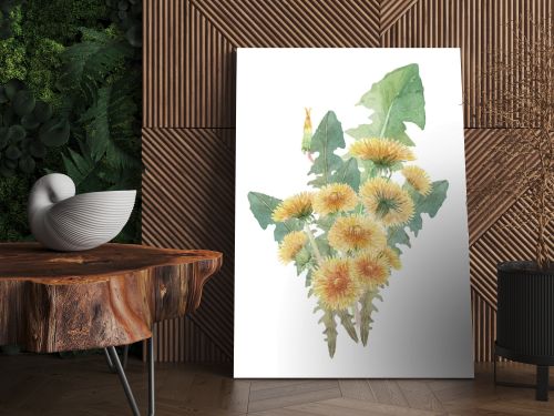 bouquet of watercolor dandelions