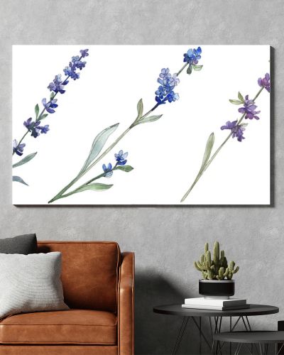 Purple lavender floral botanical flower. Wild spring leaf wildflower isolated. Watercolor background illustration set. Watercolour drawing fashion aquarell. Isolated lavender illustration element.