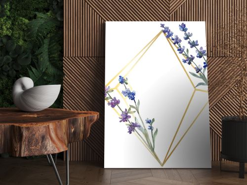 Purple lavender. Floral botanical flower. Wild spring leaf wildflower isolated. Watercolor background illustration set. Watercolour drawing fashion aquarelle isolated. Frame border ornament square.