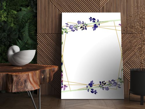 Violet lavender floral botanical flower. Watercolor background illustration set. Frame border ornament square.