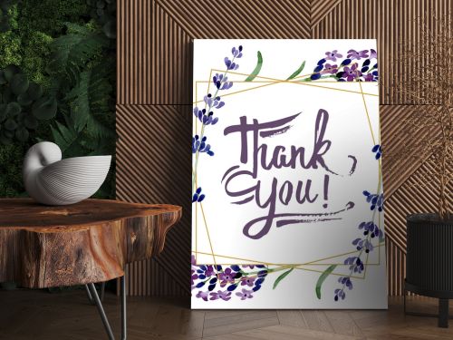 Violet lavender floral botanical flower. Watercolor background illustration set. Frame border ornament square.