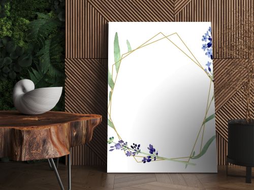 Violet lavender floral botanical flower. Watercolor background illustration set. Frame border ornament square.