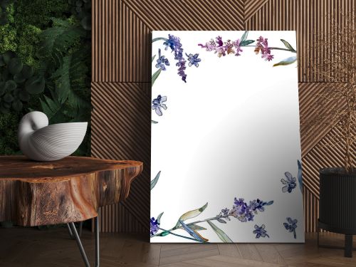 Lavender floral botanical flowers. Watercolor background illustration set. Frame border ornament square.