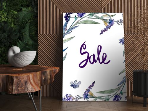 Lavender floral botanical flowers. Watercolor background illustration set. Frame border ornament square.