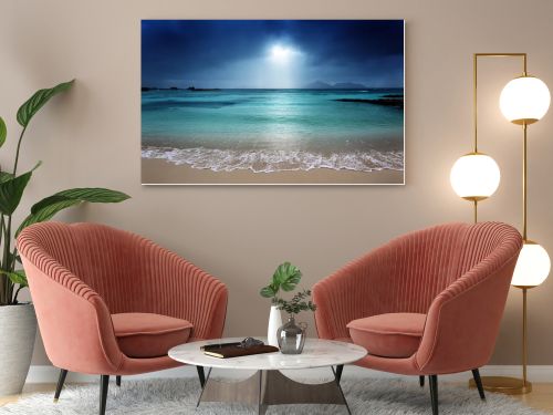 dark sky on the beach of la Digue island, Seychelles