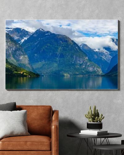 Panorama lovatnet lake Beautiful Nature Norway.