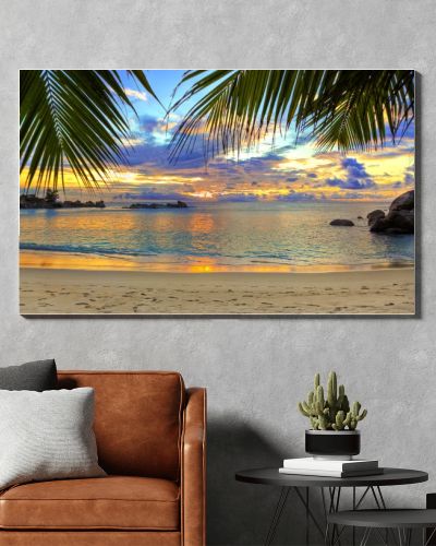 Tropical beach at sunset