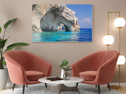 Blue caves on Zakynthos island, Greece