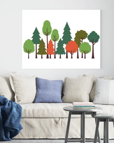 Clipart forest trees. Various trees in different colors and shapes. Illustration design.