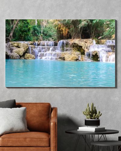 Rainforest waterfall, Tat Kuang Si Waterfall at Luang Prabang, L