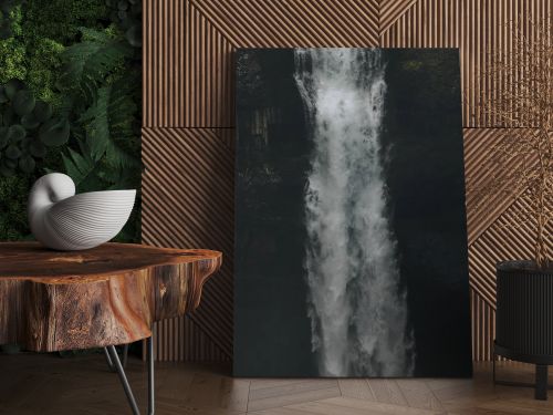 close-up shot of Haifoss waterfall on black, Iceland