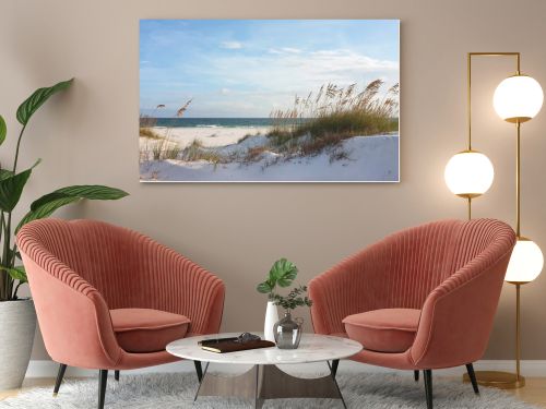 Beautiful beach and dunes at sunset