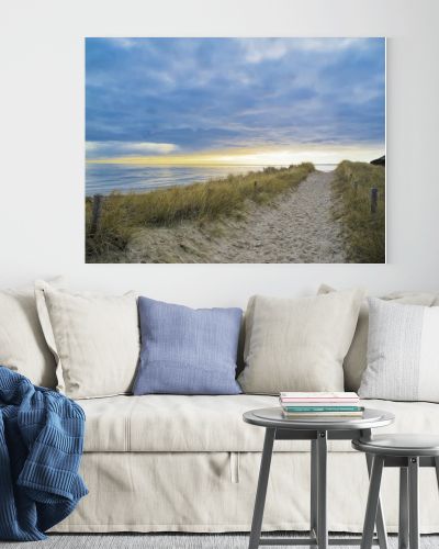 Footpath in the dunes during sunset