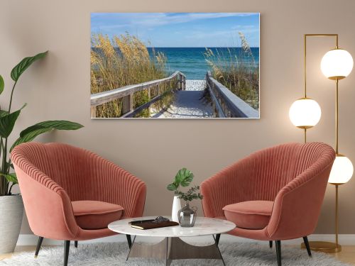 Beach Boardwalk with Dunes and Sea Oats