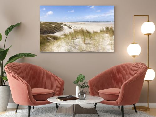 dunes and view over north sea on the island of vlieland in the n