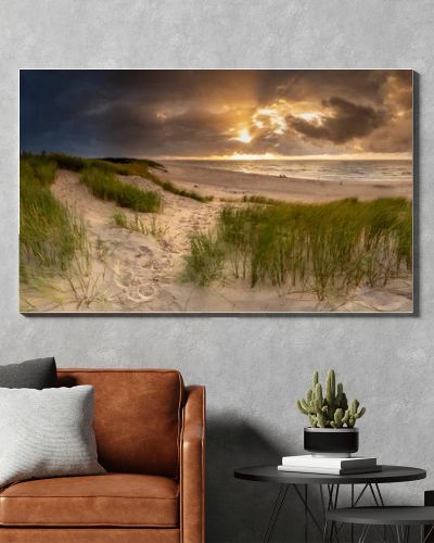Beautiful see landscape panorama, dune close to Baltic See, Slow