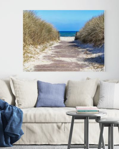 Photo of dunes and white sand beach at German shore of Baltic sea