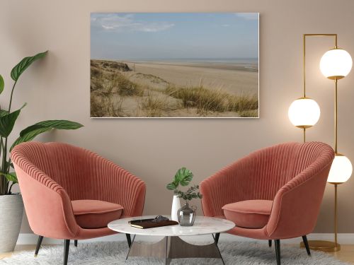 scenic shot of sandy seashore, Bray Dunes, France