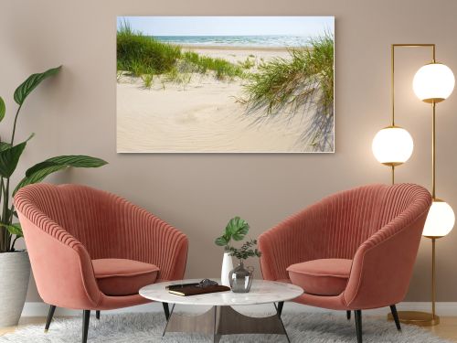 Sandy dunes on a beach of Jurmala.