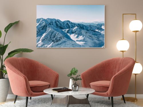 majestic landscape with snow-capped mountain peaks in mayrhofen ski area, austria  