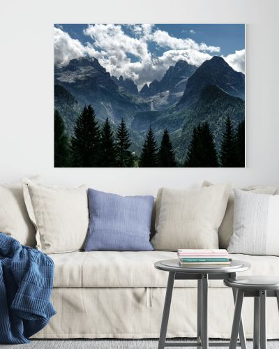 beautiful landscape with mountains and clouds in the dolomites