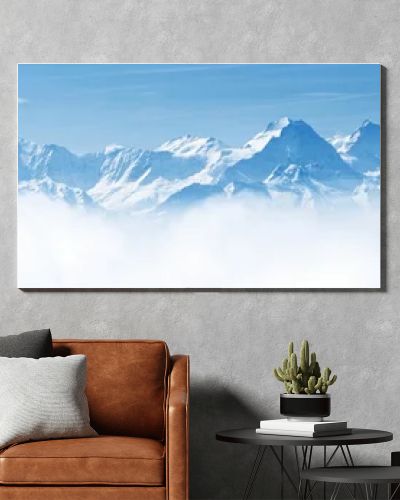 Panorama of Snow Mountain Landscape Alps