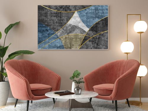 Abstract art painting. Geometric background, modern retro. Golden contemporary art. Print, Wallpaper, Poster, Card, Rug, Hanging, Printing