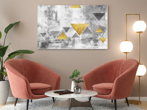 Abstract art painting. Geometric background design with rich texture. Modern art pattern. Golden contemporary art.