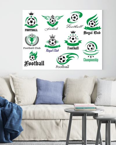 Football or soccer sports heraldic emblems and symbols