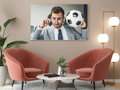 businessman with soccer ball