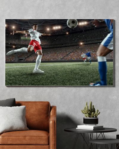 Soccer player scoring a goal