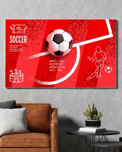 Soccer Template design , Football banner, Sport layout design, Red Theme, vector illustration