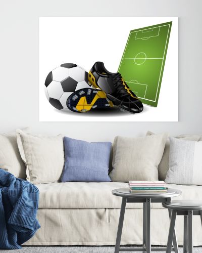 Vector illustration of soccer boots and ball. Football Background