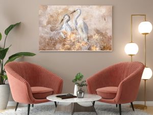 Photo wallpaper picture which depicts birds on a textured background, photo wallpaper