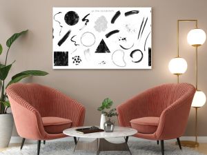 Abstract Arrangements. Black elements, textures. Posters. Terracotta, blush, pink, ivory, beige watercolor Illustration & gold elements, on white background. Modern print set. Wall art. Business card.