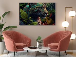 Jungle Leopard Jaguar Wallpaper Background Generative AI